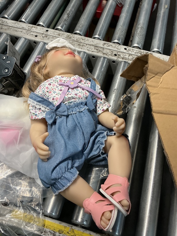 View 3 of ***SEE PICTURES**Halloscume 1 Pack 22inch Realistic Reborn Baby Dolls, Lifelike Reborn Baby Dolls, Silicone Soft Real Life Girls with Accessories and Gift Box, Gift for 3+ Year Old Kids, Collection (Blond Girl)
