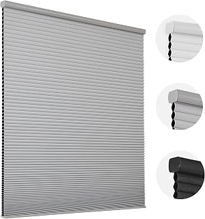 View 1 of ***STOCK PHOTO FOR REFERENCE ONLY***Joydeco Cordless Blackout Cellular Shades, 34" W x 64" H, Grey