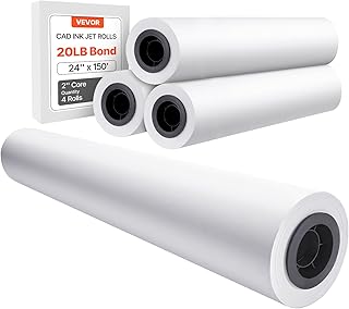 Photo 1 of ***STOCK PHOTO FOR REFERENCE ONLY*** VEVOR Wide Format Paper, 24 in x 150 ft Plotter Paper, 4 Rolls CAD Bond Rolls with 2 in Core, 20 LB Bond Paper Rolls, Idea for CAD Drawings, Engineering Plans, GIS Maps & Architectural Designs