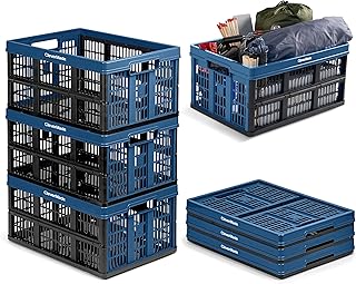 Photo 1 of ***STOCK PHOTO FOR REFERENCE ONLY*** CleverMade Collapsible Utility Crates, Ocean, 3 Pack, 45L/11 Gal, 66 lbs Capacity, Stackable Containers, Heavy Duty, Space-Saving Baskets,Polypropylene (PP)