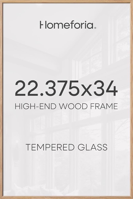 Photo 1 of ***SEE PICTURES***Homeforia 22.375x34 Puzzle Frame Wooden, High End Natural Oak 22.375 x 34 Picture ***Frames Light Wood without Mat, 34x22.375 Poster Frames for Wall, 22.375by34 Frames, Tempered Glass, Wall Kit, Set of 1