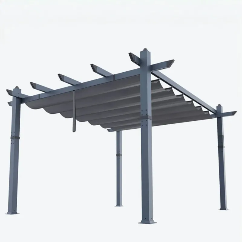 Photo 1 of ***PARTIAL SET - PRICE ADJUSTED*** Garvee 10x13 Ft Pergola, Outdoor Metal Pergola with Retractable Canopy, Upgraded Wood-Grain Aluminum Pergola, Modern Pavilion for Backyard, Patio, Porch, Grape Trellis, Gray
