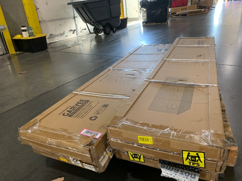 View 2 of ***PARTIAL SET - PRICE ADJUSTED******TRUCK/TRAILER PICKUP ONLY***12x20 FT Metal Garage Shed, Outdoor Extra Large Storage Shed with Double Hinged Doors, 4 Windows, Heavy Duty Carport for Cars, Boats, Trucks and Equipment Storage, Black-Blue