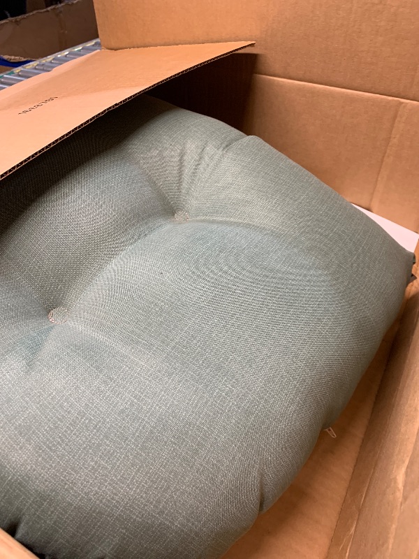 Photo 1 of ***STOCK PHOTO FOR REFERENCE ONLY***Arden Outdoor Tufted Wicker Settee Cushion, 41.5x18, Sage Green Texture