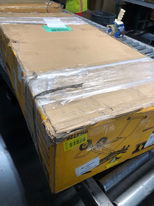 Photo 1 of **********FOR PARTS ONLY- MISSING WHEELS, WHEEL BAR, AND 2 SUPPORTS************
DEWALT Miter Saw Stand With Wheels, 32-1/2 in. x 60 in Foldable Rollling Stand, Adjustable Height, Durable Steel, 8 ft. Material Support, Universal Mounting Rails (DWX726)