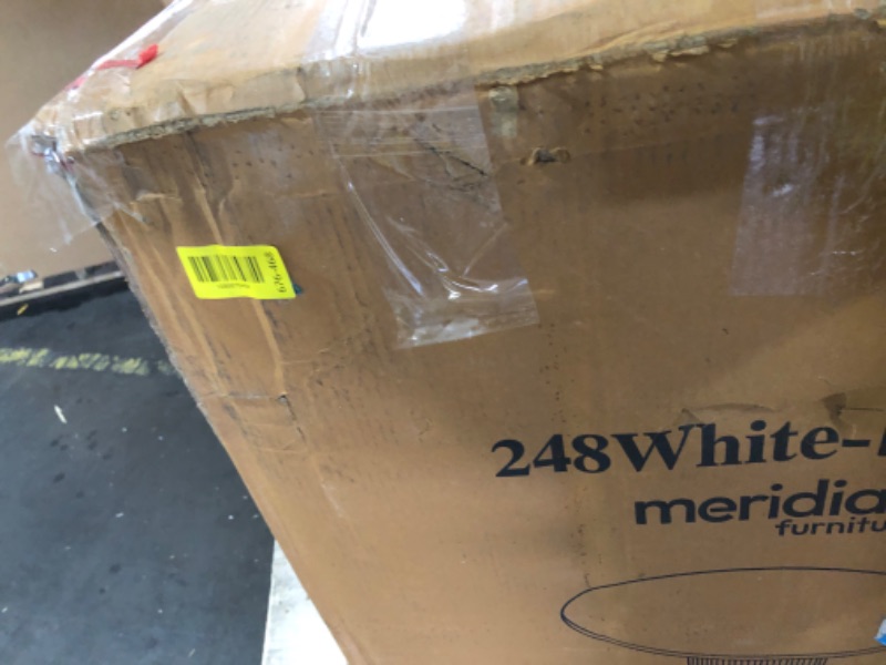 Photo 1 of ***PARTIAL SET- PRICE ADJUSTED*** ONLY BASE Meridian Furniture 248White-DT48 Genoa Collection Art Deco Dining Table with Handcrafted Genuine Marble, White Marble with Light Grey Veining, 48" W x 48" D x 30" H, White