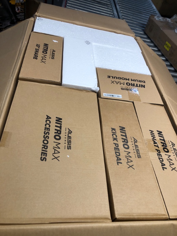 Photo 1 of ***FACTORY SEALED*** ****OPENED FOR INSPECTION***
Alesis Nitro Max Kit Compact Electric Drum Kit with Quiet Mesh Pads, 10" Dual-Zone Snare, Bluetooth, 440+ BFD Sounds, Drumeo, USB MIDI, Kick Pedal