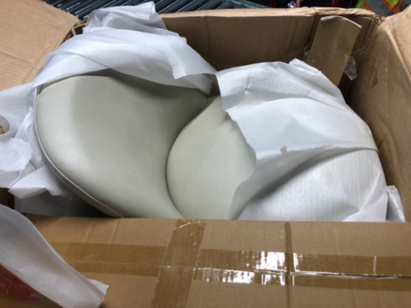 View 3 of ** PARTIAL SET, PARTS ONLY ONLY TWO CHAIRS, NOT FOUR**
26" Counter Height Swivel Bar Stools Set of 4, Upholstered Faux Leather Barstools with Backs and Metal Legs for Kitchen Island,Cream