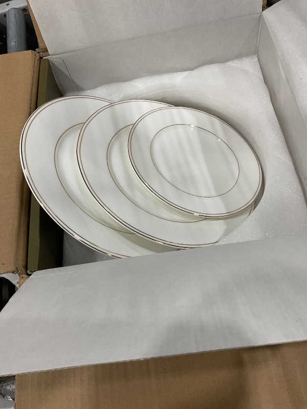 View 2 of **********Not complete set***KINGSTONE 5pcs Gold Trim White Bone China Set,