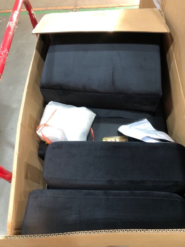 View 4 of *** PARTIAL SET *** Container Furniture Direct Chesterfield Sofa, 82.6", Black
