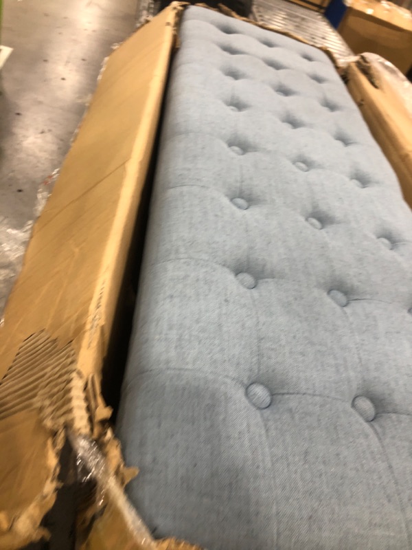View 2 of **PARTS ONLY** HomePop 48" Modern Tufted Storage Bench - Dusty Blue Woven