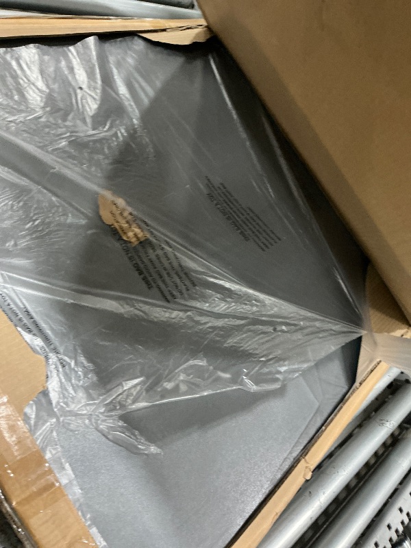 View 2 of **HAS A SMALL CUT IN FABRIC** Flash Furniture Madelyn 33.5" Folding Card Table, Gray