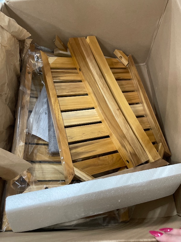 View 3 of ***fixable damage***

RUVARO Teak Shower Bench with Storage Shelf