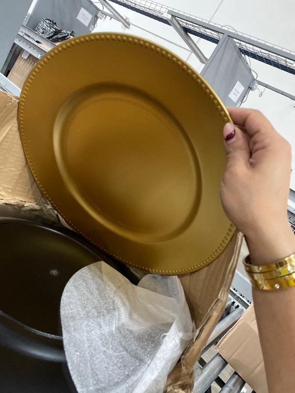 View 4 of 100 Gold Charger Plates with Napkin Rings