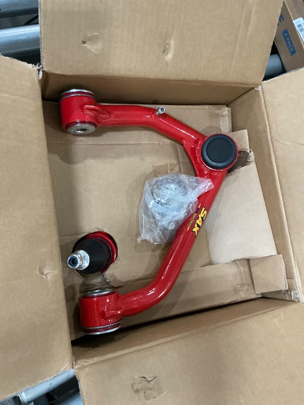 View 3 of 2-4" Lift Front Upper Control Arms for 2007-2018 Chevy Silverado/GMC Sierra 1500, 2007-2014 Tahoe, Suburban, Yukon, Yukon XL, Cadillac Escalade, 2007-2013 Avalanche, Red Tubular Arms with Ball Joints