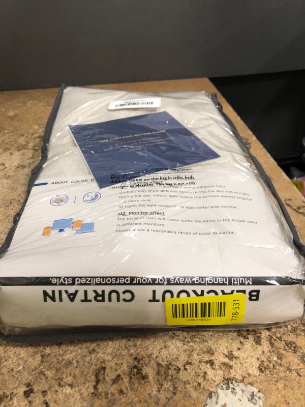 View 2 of 100% Blackout Shield Linen Curtains 50" x 102" Cream (2 Pack)