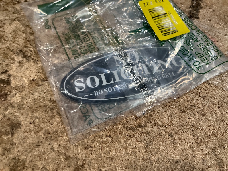 View 2 of (2 Pack) No Soliciting Sign for House, Self Adhesive No Soliciting Sign for Front Door, No Solicitation Metal Sticker Signs for Home and Yard (Black/White, 5 x 2 inches, Do Not Knock or Ring Bell)