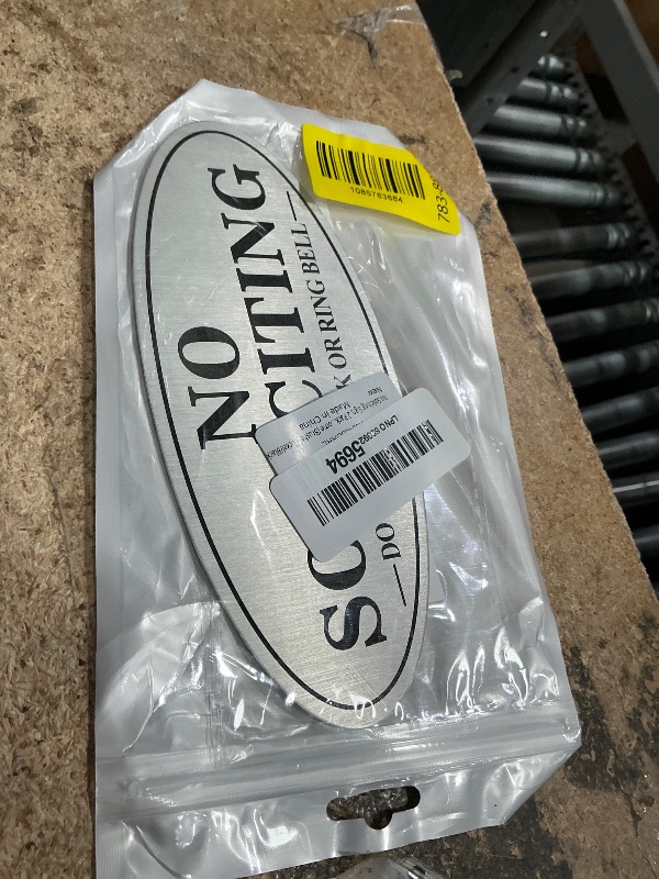 View 2 of (2 Pack) No Soliciting Sign for House, Self Adhesive No Soliciting Sign for Front Door, No Solicitation Metal Sticker Signs for Home and Yard (Brushed Silver /Black, 7 x 3 inches, Do Not Knock or Ring Bell)