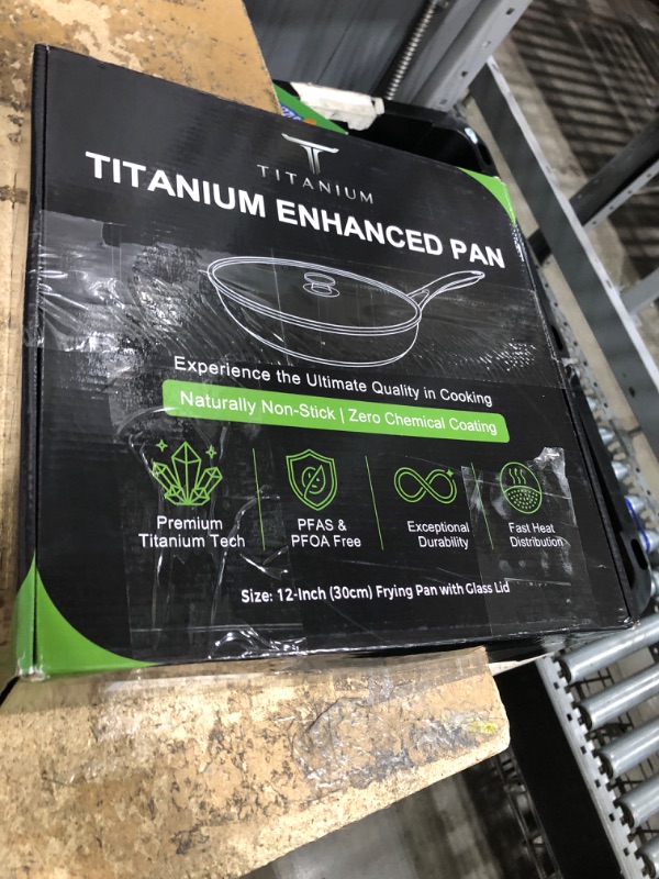 View 3 of 12" Titanium Pans for Cooking with Lid, Pure Titanium Frying Pan Pro