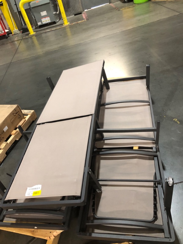 View 2 of ***STOCK PHOTO FOR REFERENCE ONLY******TRUCK/TRAILER PICKUP ONLY***PURPLE LEAF Outdoor Chaise Lounge Chair Set of 3 Bronze Aluminum Taupe