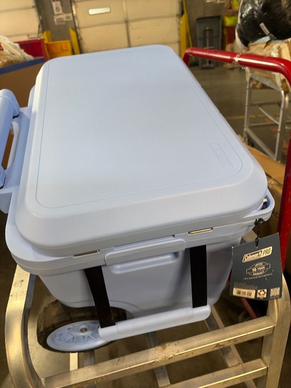 View 2 of ***DAMAGED***
Coleman Pro 55-Quart Hard Cooler with Wheels, Blue Sky