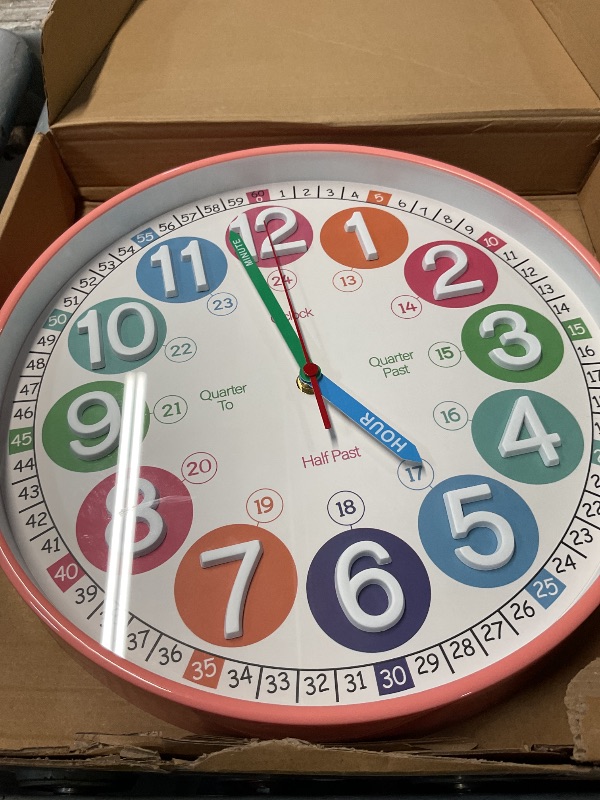 View 3 of ***MINOR DAMAGE***SYOYUEX 12 Inch 3D Peach Pink Classic Silent Wall Clock