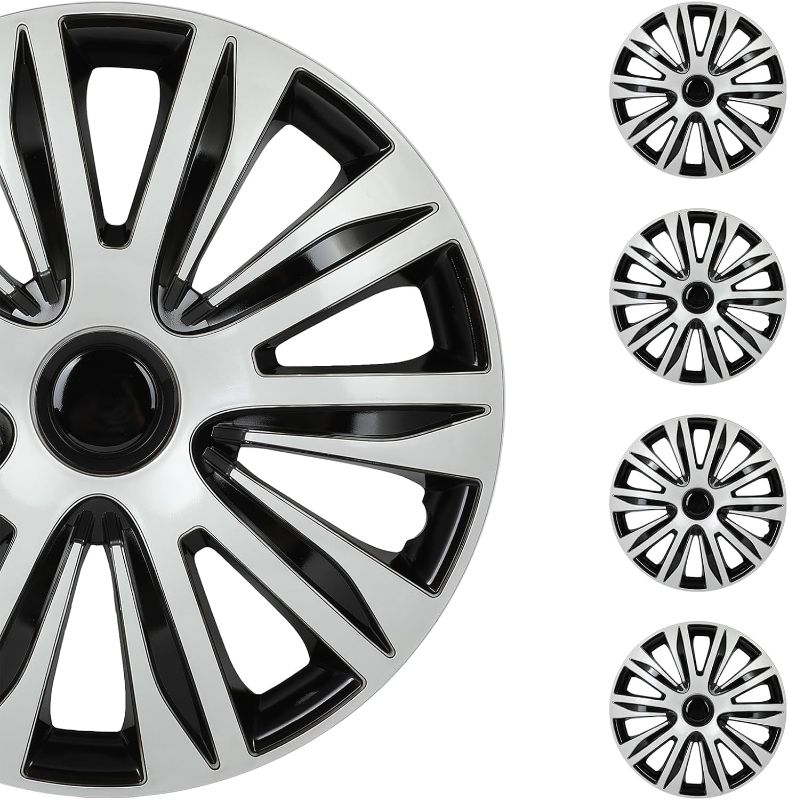 Photo 1 of ***STOCK PHOTO FOR REFERENCE ONLY*** 
SCITOO Car Wheel Rim Skin *8 Pack 15 inch Cover Hubcap Wheel Cover Replacement R15 Hub Caps -Set of 4?15-inch?Gloss Black & Silver?