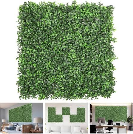 View 1 of 20"x20"-6PC Artificial Greenery Boxwood Panels Grass Wall Panel, Faux Privacy Fence Ivy Screens Backdrop Fake Hedge for Indoor Outdoor Wedding Décor, Boxwood with Backing