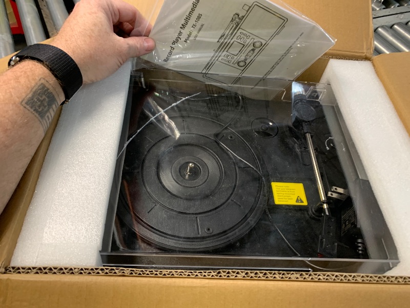 Photo 1 of ***DAMAGED - SEE NOTES/PICTURES*** TANLANIN All-in-One Record Player with CD, WiFi Radio, Black