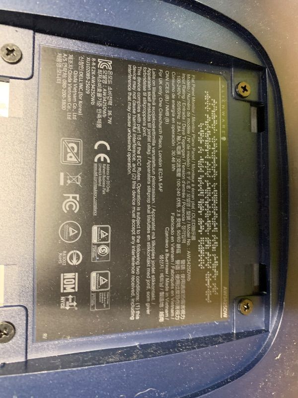 Photo 1 of ***DAMAGED - SEE NOTES/PICTURES*** Alienware AW3425DW 34" QD-OLED Gaming Monitor