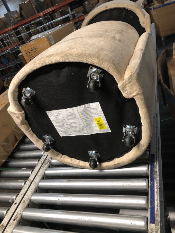 View 6 of ***DAMAGED - SEE NOTES/PICTURES*** KISLOT Upholstered Dining Chairs Set of 1 with Caster, Pre-Assembled, Sand