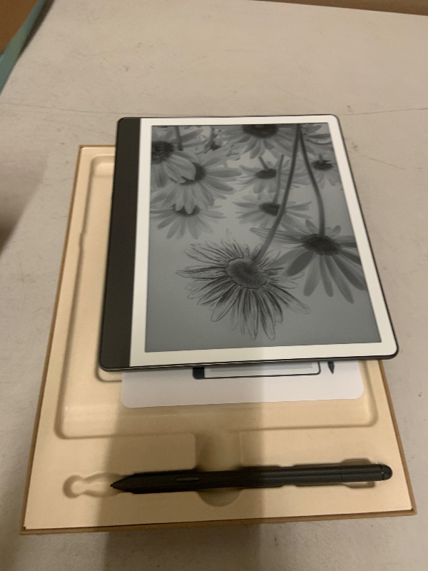 Photo 1 of Amazon Kindle Scribe (16GB) - Your notes, documents and books, all in one place. With built-in AI notebook summarization. Includes Premium Pen - Tungsten