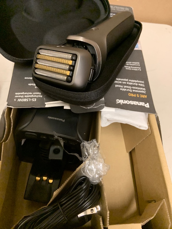 Photo 1 of Panasonic ARC5 PRO Electric Razor for Men, Wet/Dry 5-Blade Foil Shaver for Thick Beard & Stubble, 20D Flexible Head, Pop-Up Trimmer with Automatic Cleaning + Charge System – ES-L580WS