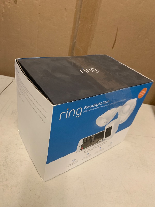 Photo 1 of Ring Floodlight Camera Motion-Activated HD Security Cam Two-Way Talk and Siren Alarm, White