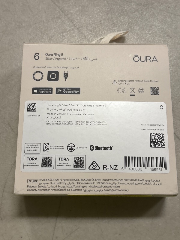Photo 1 of Oura Ring 5 - Silver - Size 6 - World’s Smallest Smart Ring - Sleep, Activity, Women’s Health, AI Advisor, 1 Week of Battery Life, Size Before You Buy, Android & iOS Compatible