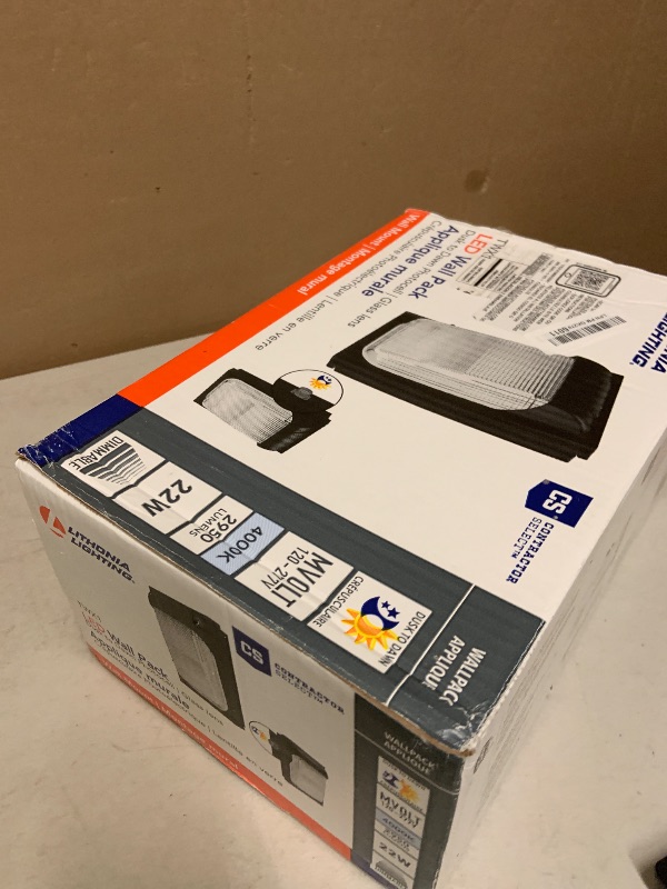 Photo 1 of Lithonia Lighting 7.5" Mini LED Wall Pack Outdoor Light Fixture, Building Wall Light, Dusk to Dawn Sensor, 4000K Cool White, MVOLT 120-277V, IP65, Glass Lens, Bronze (TWX1 LED P2 40K MVOLT PE DDBTXD)
