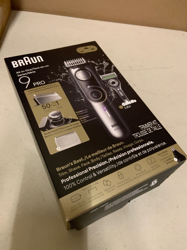 View 3 of Braun All-in-One Series 9 PRO Men's Electric Beard Trimmer, Hair Clipper, Shaver & Razor for Face, Hair & Body, AIO 9550 with Gillette Labs Razor, Cordless