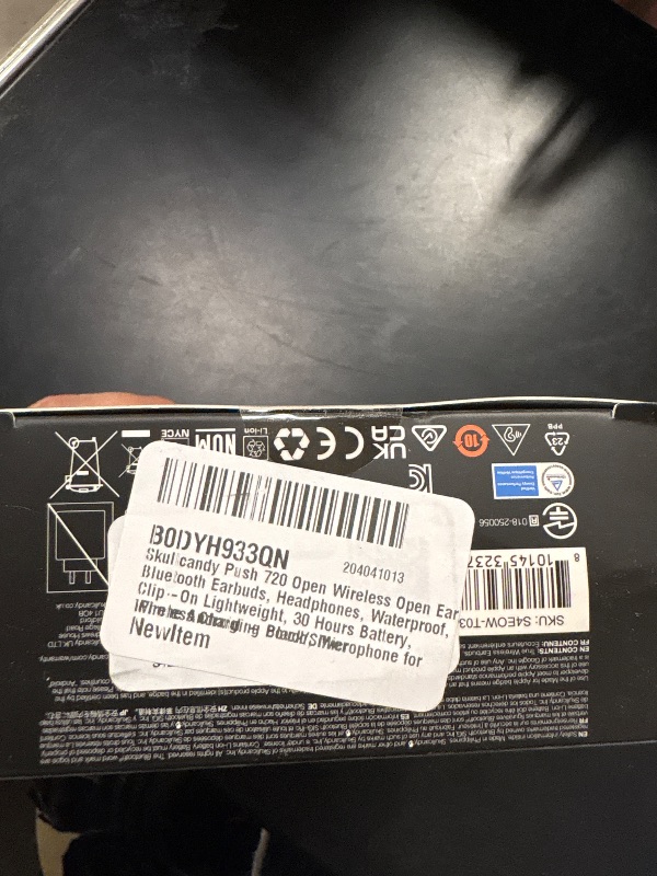 Photo 1 of Skullcandy Push 720 Open Wireless Open Ear Bluetooth Earbuds, Headphones, Waterproof, Clip-On Lightweight, 30 Hours Battery, Wireless Charging Pouch, Microphone for iPhone Android - Black/Silver