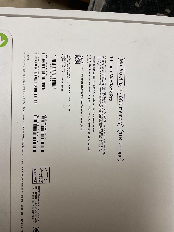 Photo 1 of 16-inch Apple MacBook Pro M5 Pro 18 CPU/20 GPU