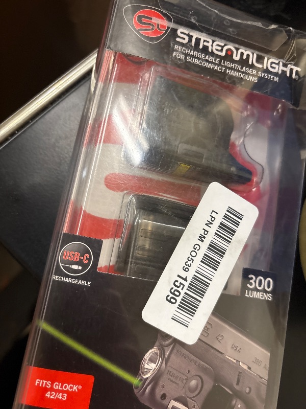 Photo 1 of Streamlight 69350 TLR-6 HL G 300-Lumen Rechargeable Tactical Weapon Light with Integrated Green Aiming Laser Designed Exclusively and Solely for Glock 42/43 and 43X/48 (Non-Rail or MOS), Black