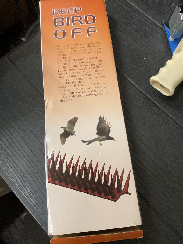 Photo 1 of KKUYT Defender Spikes, 12 Pack Plastic Bird Spike, Outdoor Wall Cat & Pigeon Spikes, 17 Feet Security Fence Spikes Anti-Theft Climb Strips for Roof, Railing (Clear-12 PCS)…