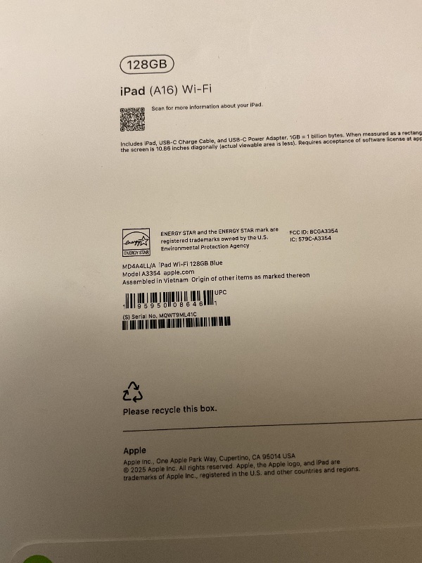 View 3 of Apple iPad 11-inch: A16 chip, 11-inch Model, Liquid Retina Display, 128GB, Wi-Fi 6, 12MP Front/12MP Back Camera, Touch ID, All-Day Battery Life — Blue
