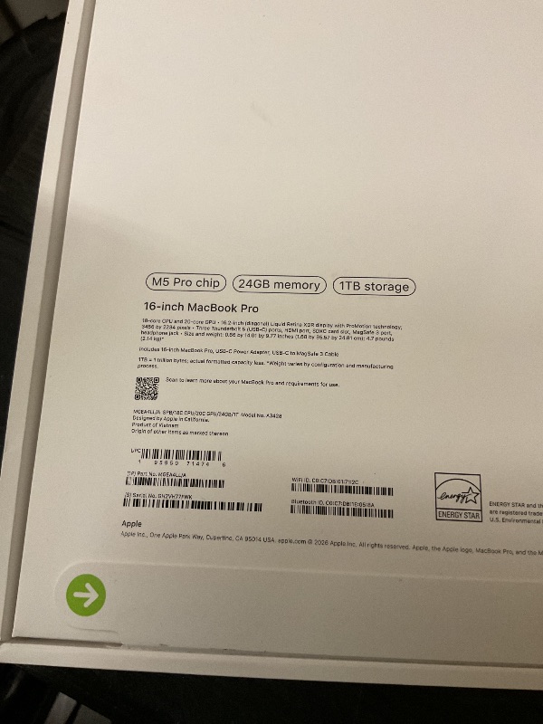 View 3 of Apple 2026 MacBook Pro Laptop with Apple M5 Pro chip with 18-core CPU and 20-core GPU: Built for AI, 16.2-inch Liquid Retina XDR Display, 24GB Unified Memory, 1TB SSD, Wi-Fi 7; Space Black