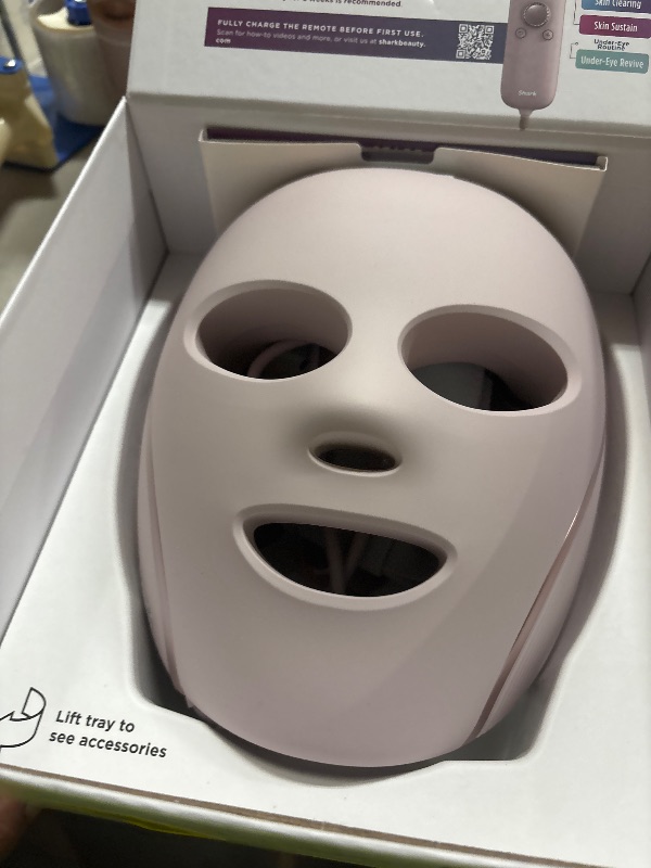 Photo 1 of Shark CryoGlow LED Face Mask with Under-Eye Cooling, Anti-Ageing & Blemish Repair, Red & Blue LED, Infrared Light Therapy, USB-C, Remote Control, Storage Bag, Adjustable Straps, Rose Glow, FW312PK