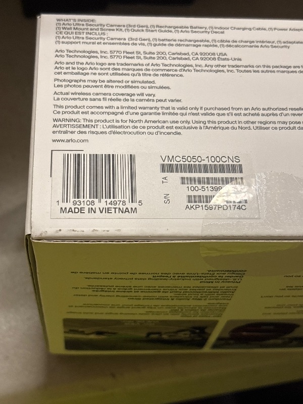 Photo 1 of New Sealed Arlo Ultra 4K 3rd Gen Single Add On Camera Battery Powered