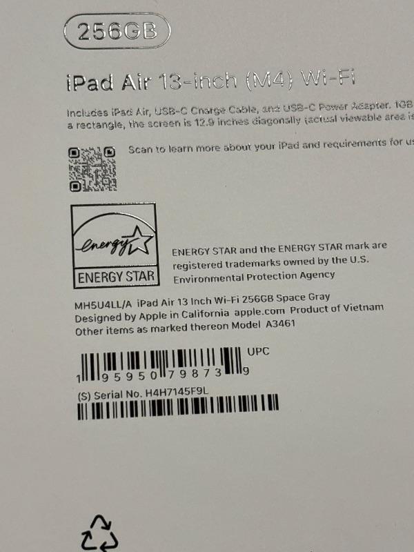 View 3 of Apple iPad Air 13-inch (M4): Liquid Retina Display, 256GB, 12MP Front/Back Camera, Wi-Fi 7 with Apple N1, Touch ID, All-Day Battery Life — Space Gray