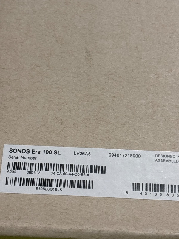 Photo 1 of Sonos Era 100 SL - Compact, Microphone-Free Speaker with WiFi, Bluetooth - Black
