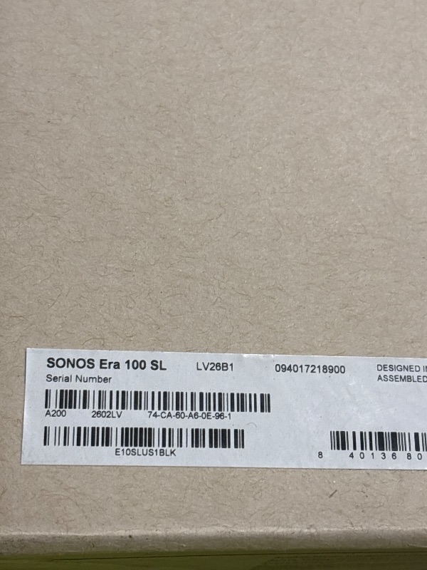 Photo 1 of Sonos Era 100 SL - Compact, Microphone-Free Speaker with WiFi, Bluetooth - Black