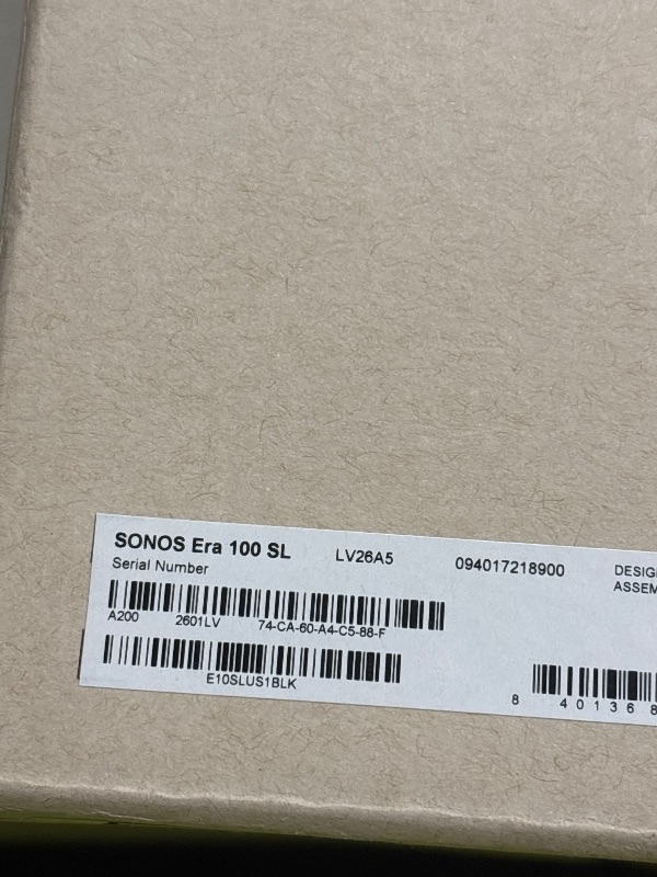 Photo 1 of Sonos Era 100 SL - Compact, Microphone-Free Speaker with WiFi, Bluetooth - Black