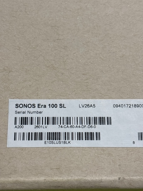 Photo 1 of Sonos Era 100 SL - Compact, Microphone-Free Speaker with WiFi, Bluetooth - Black
